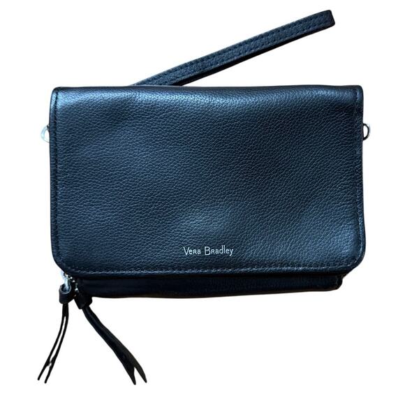 Vera Bradley Leather RFID Mallory Smartphone Wristlet In Black - Picture 1 of 7